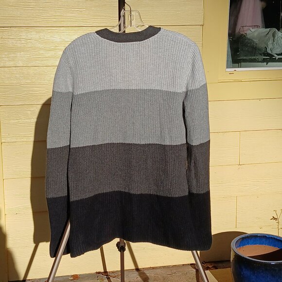 Lands' End Drifter Grey Color Block Cardigan with Pockets & Buttons Sz S/T - Picture 6 of 9